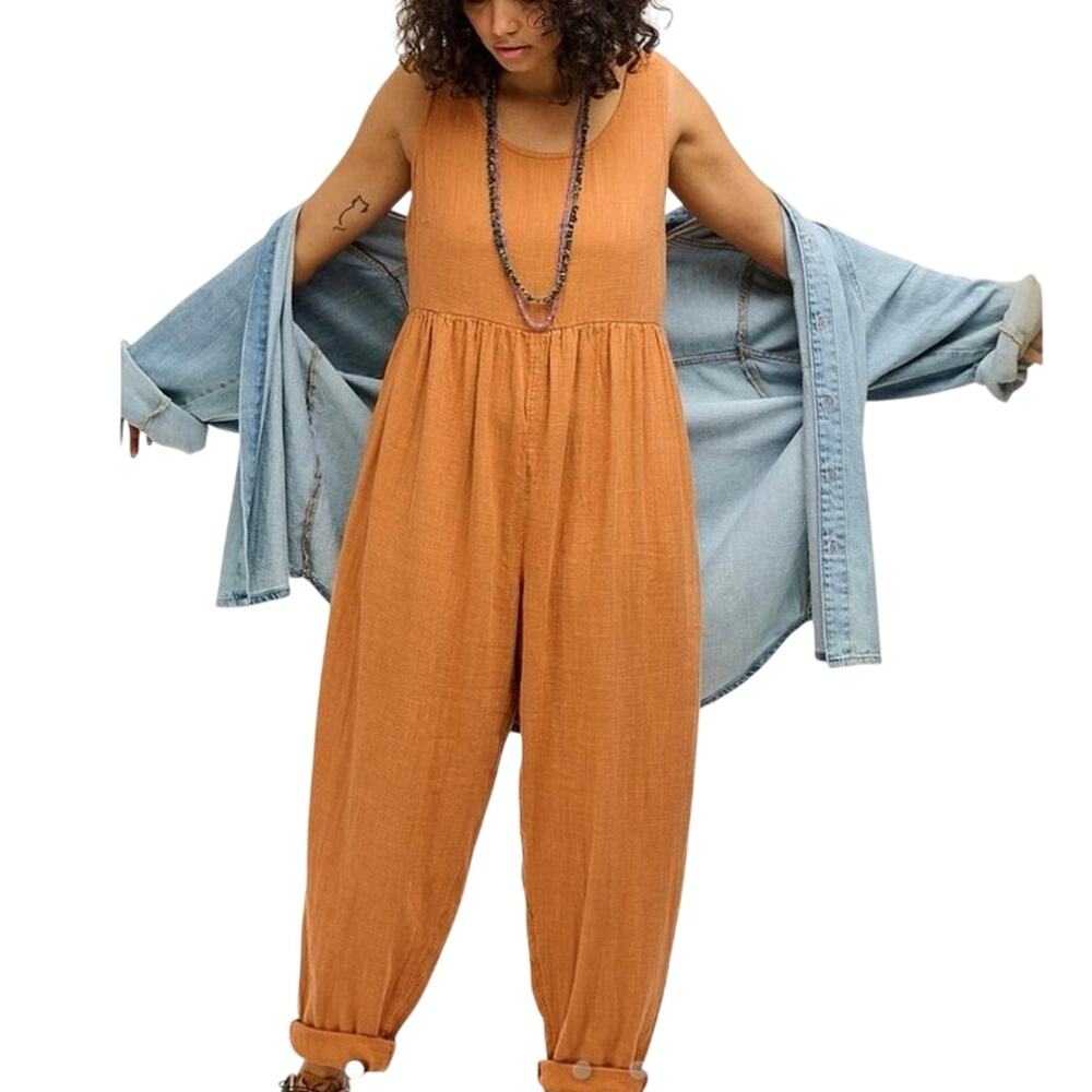 Lucy & Yak Bowie Jumpsuit Romper Orange Cotton US 12